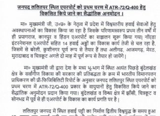 द्वितीय विश्व युद्ध के समय निर्मित ललितपुर एयरपोर्ट होगा क्रियाशील