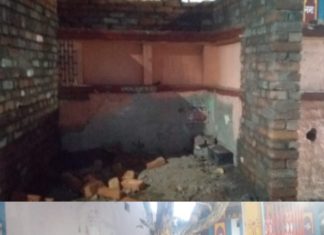 मंदिर की भूमि पर दबंग ने पुनः किया अवैध निर्माण शुरू