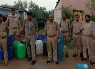 कबूतरा डेरा दातार नगर परबई से 1450 लीटर कच्ची शराब बरामद
