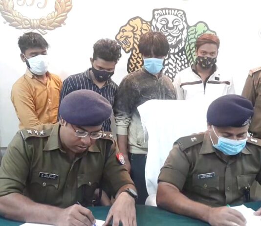 स्कॉर्पियो में ओरैया के चार शातिर बदमाश गिरफ्तार