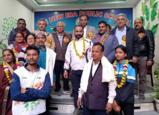 36 वें राष्ट्रीय खेलों में मल्लखम्भ में तृतीय स्थान प्राप्त करने वाले खिलाड़ी झांसी में सम्मानित