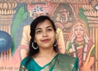 दिल्ली में सम्मानित : रंगोली में नंदनी को राज्य स्तर पर तृतीय पुरस्कार