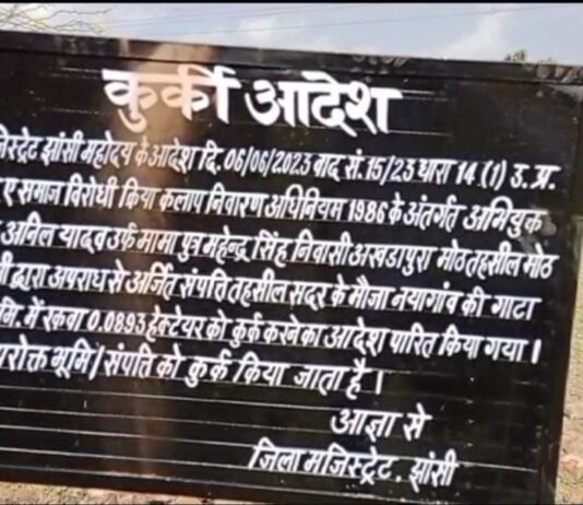 झांसी में पूर्व सपा विधायक की पत्नी व रिश्तेदार की सवा सात करोड़ की संपत्ति कुर्क