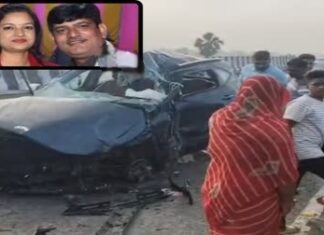 #Jhansi कार डिवाइडर से टकराई, पति नहर में व पत्नी की सड़क पर गिरने से मौत