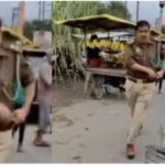 सरेआम दरोगा ने पिस्टल निकाल कर सब्जी विक्रेता को दौड़ाया