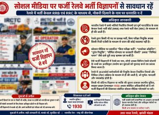 सोशल मीडिया पर फर्जी रेलवे भर्ती विज्ञापनों से ठगी का प्रयास