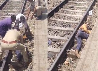 चलती ट्रेन से गिरे यात्री को मौत छू कर निकल गई
