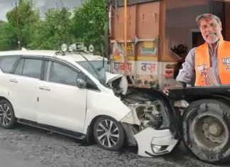 ललितपुर हाईवे पर ट्रक से टकराई छत्तीसगढ़ BJP प्रदेश अध्यक्ष की कार; गंभीर घायल