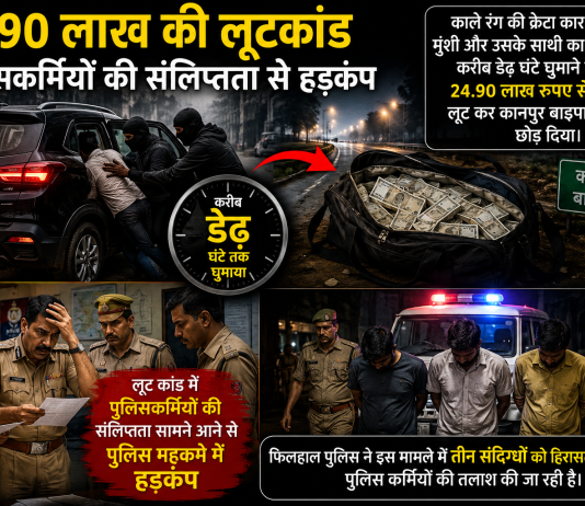 ड्राई फ्रूट कारोबारी के मुंशी से 24.90 लाख की लूट में तीन सिपाही जालौन से गिरफ्तार